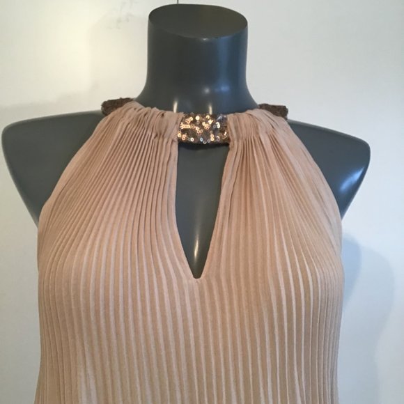 Moon Collection Sleeveless Pleated Halter Blouse Size S - Picture 2 of 10